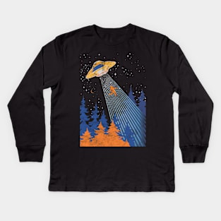 Take Me With You Alien Spaceship Distressed Kids Long Sleeve T-Shirt